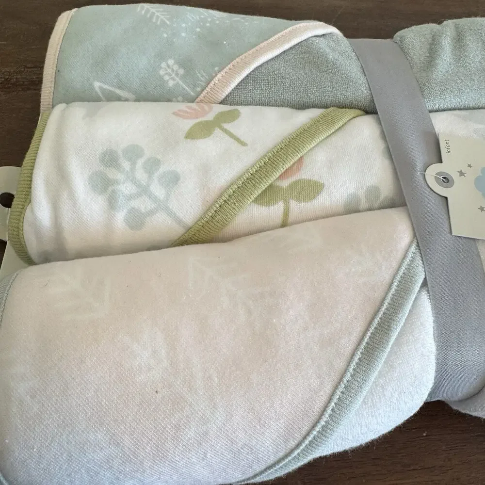 Cloud Island 3-pack Infant Hooded Towels Baby Girl Or Boy SWEET WOODLAND new